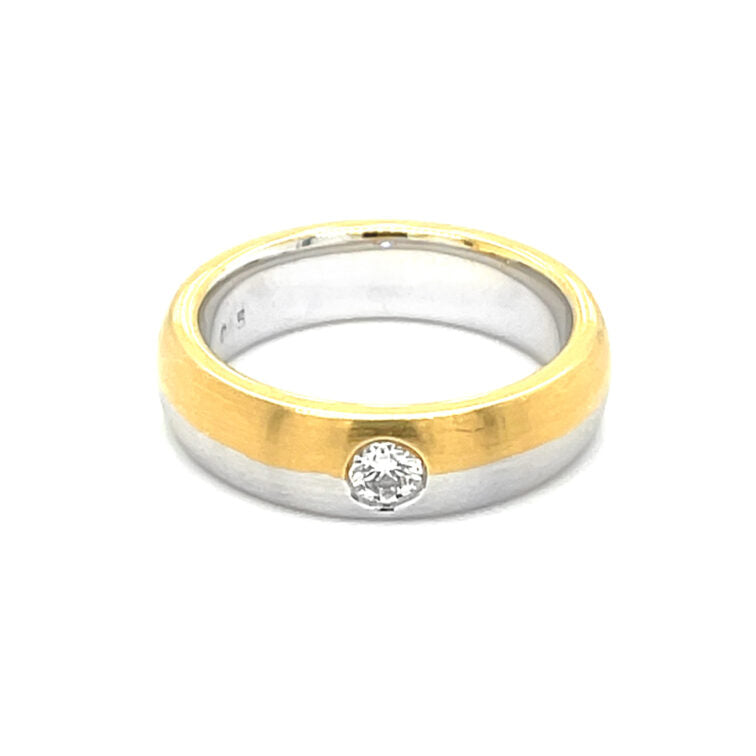 18K Yellow & White Gold 2 Tone Ring Set with Diamond