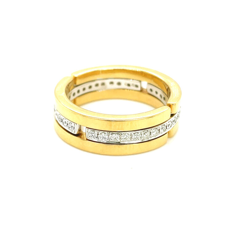 18K Yellow & White Gold 2 tones Colors Flexible Ring Set with Diamond