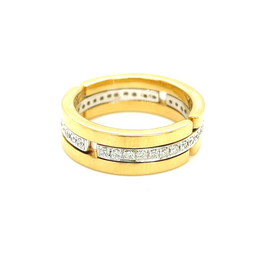 18K Yellow & White Gold 2 tones Colors Flexible Ring Set with Diamond