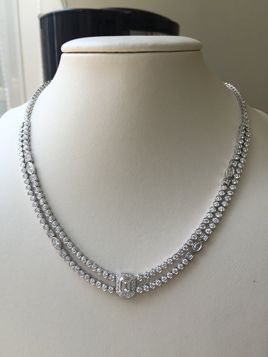 18K White Gold Mix Fancy Cut Diamond Necklace 10.06ct