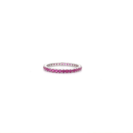 18K White Gold Infinity Ring Set with Pink Sapphire