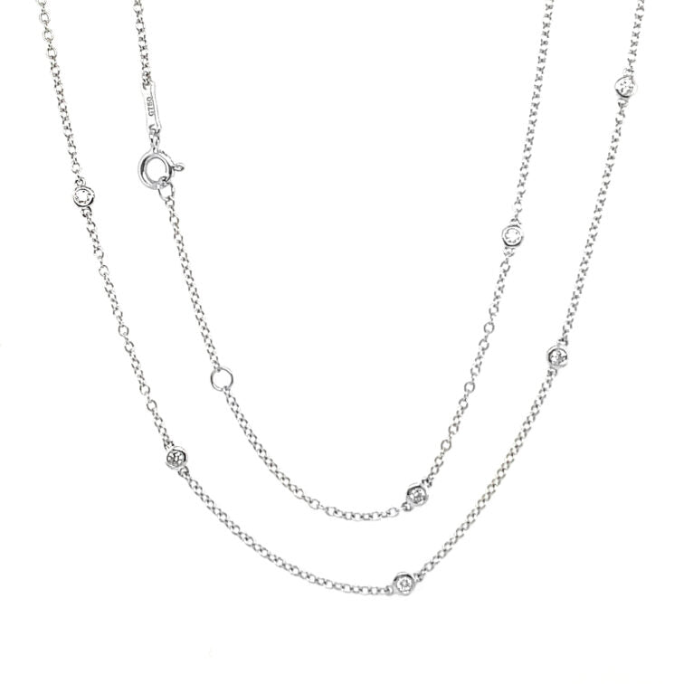 18K White Gold Simple Design Necklace Set with Diamond