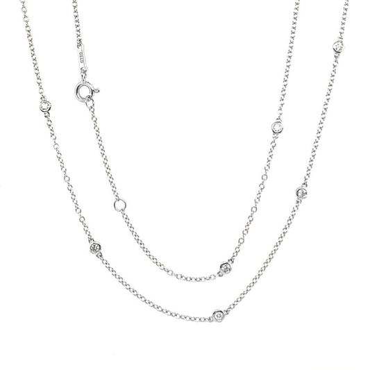 18K White Gold Simple Design Necklace Set with Diamond