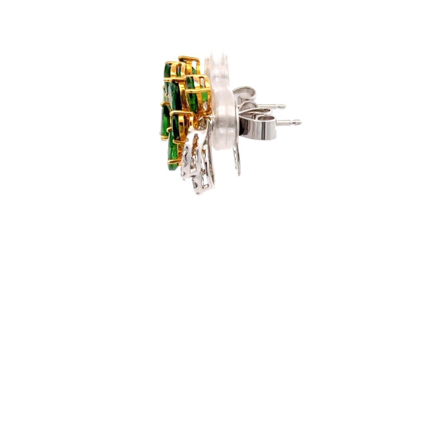 18K White & Yellow Gold Tsavorite & White Diamond Earrings