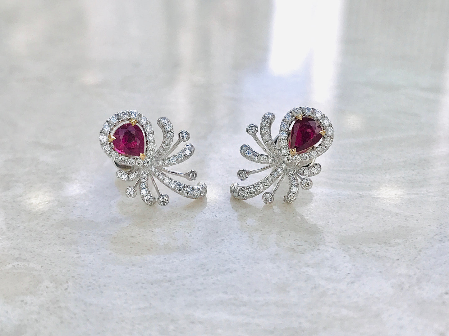 Floral Red Ruby Pear Set
