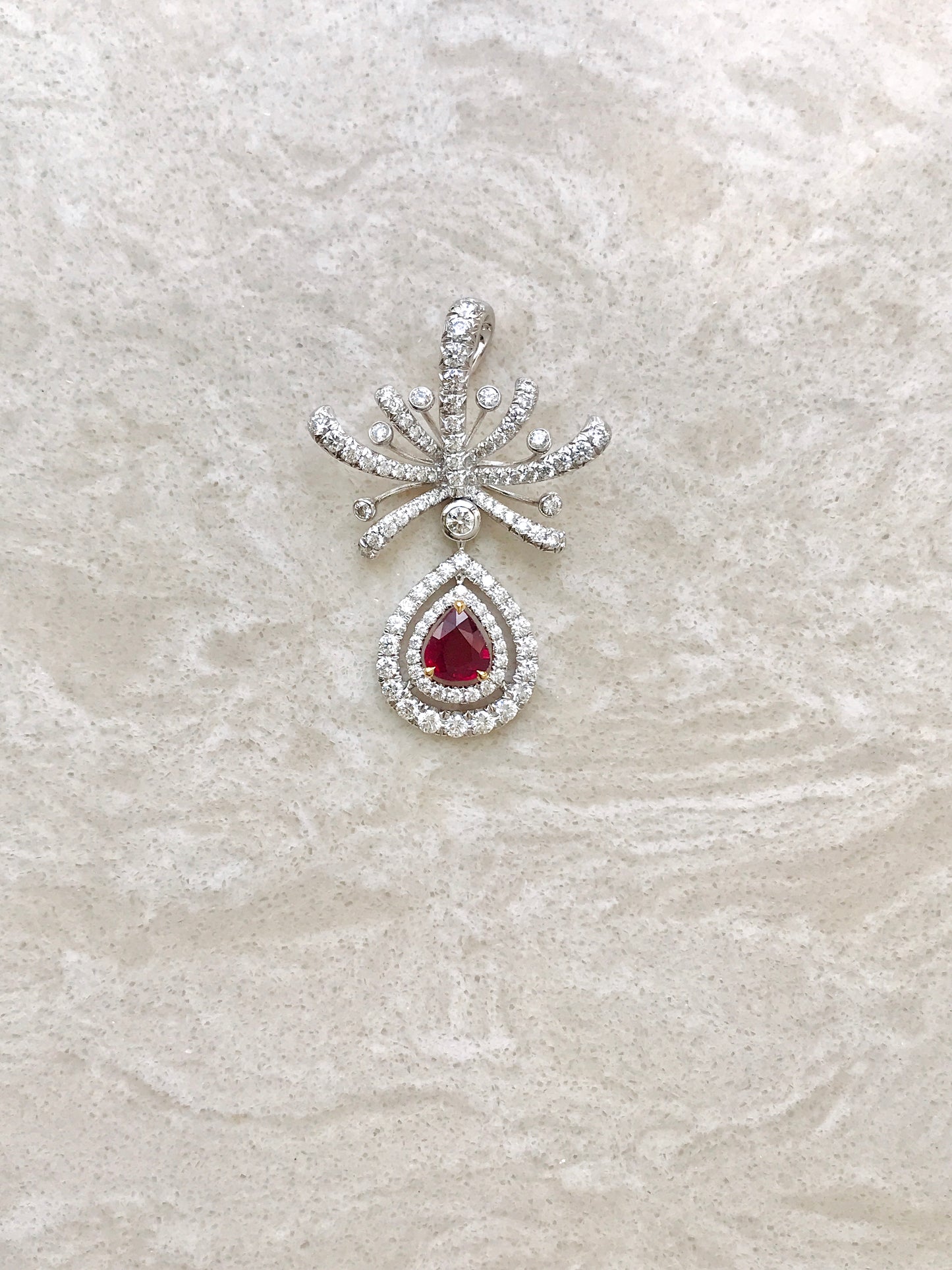 Floral Red Ruby Pear Set