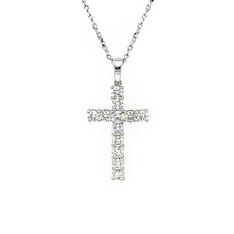 18K White Gold Cross Design Pendant Set with Diamond