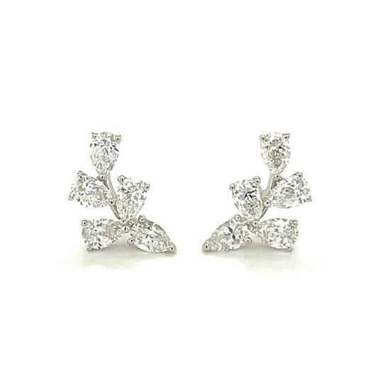 18K White Gold Ear Crawlers set with Pear Shaped Diamonds