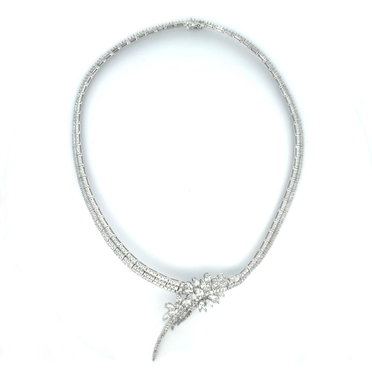 18K White Gold Mix Fancy Cut Diamond Necklace 12.98ct