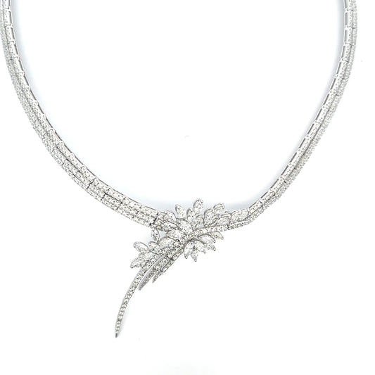 18K White Gold Mix Fancy Cut Diamond Necklace 12.98ct