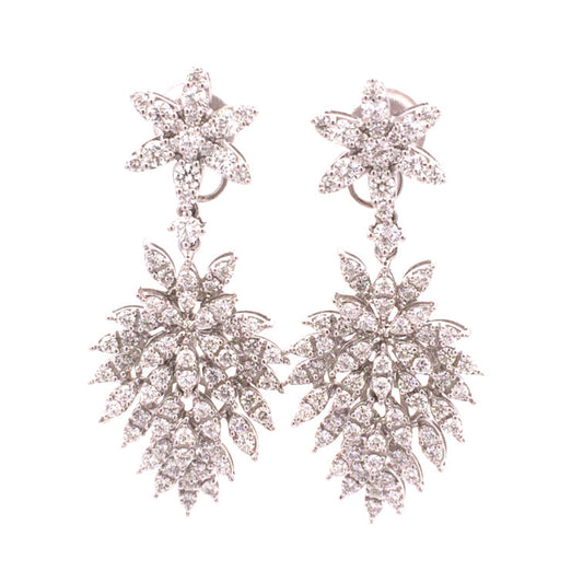 18K White Gold Snowflake Dangling Earrings Set
