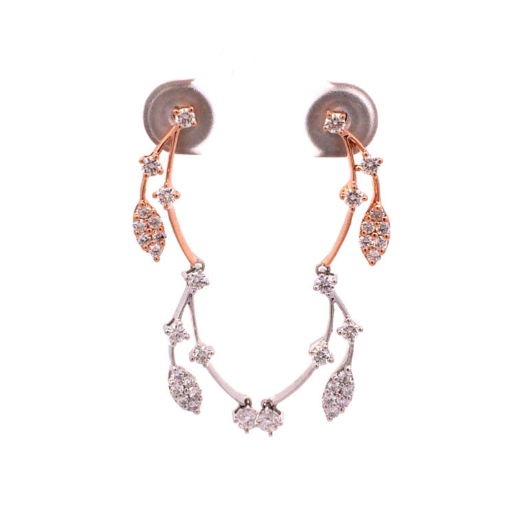 18K White & Rose Gold Cluster Diamond Earrings