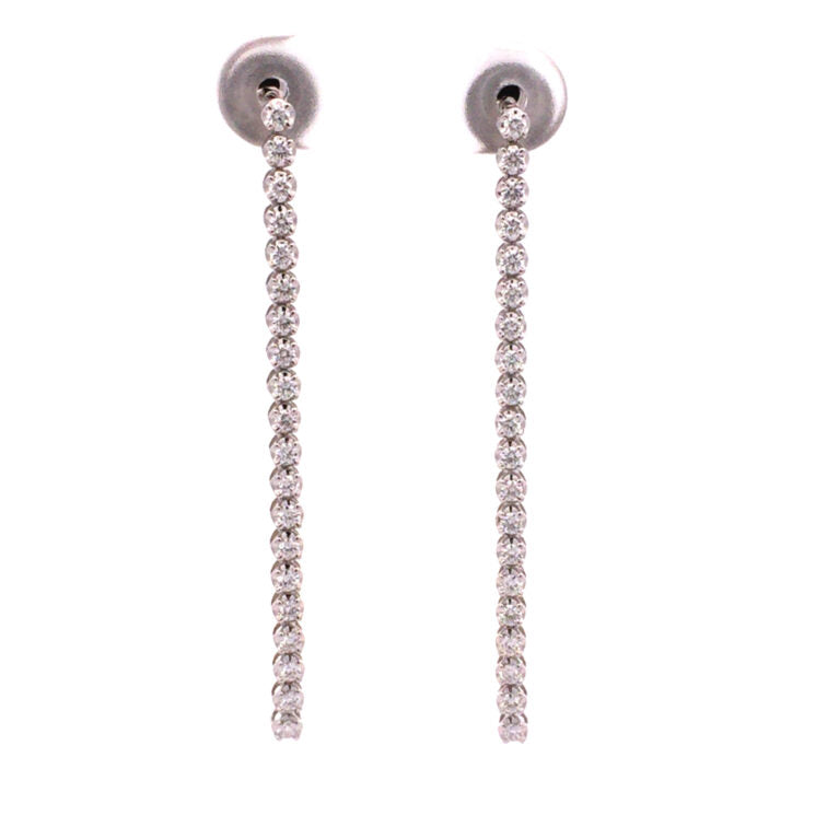 18K White Gold Classic Single Row Round Diamond Earrings