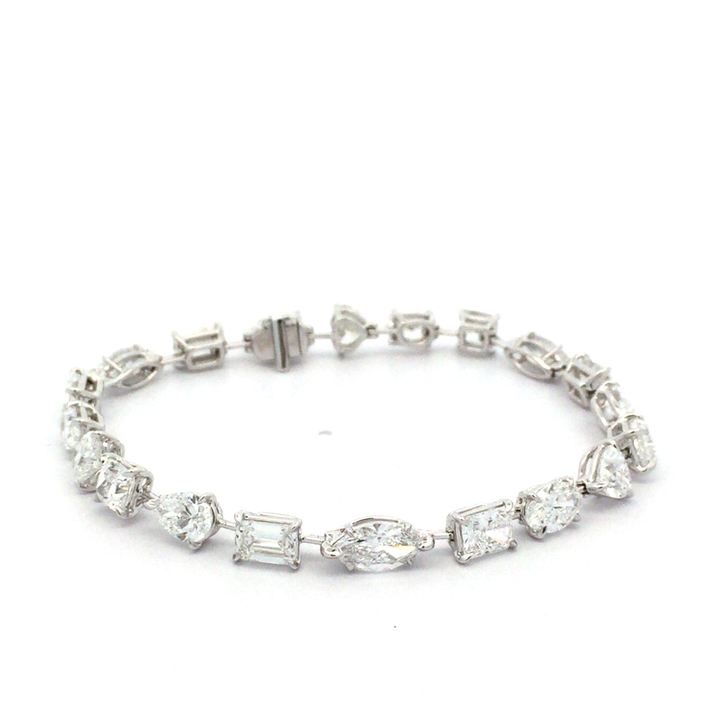 18K White Gold Mix Fancy Cut Diamonds Bracelet 10.24ct