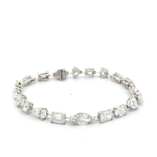 18K White Gold Mix Fancy Cut Diamonds Bracelet 10.24ct