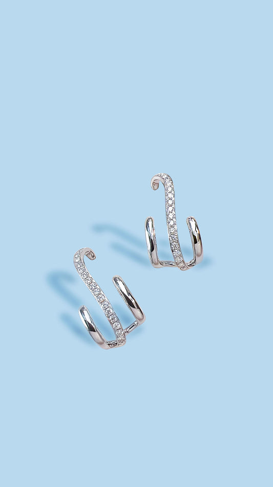 18K White Gold Diamond Arch Plus Earring
