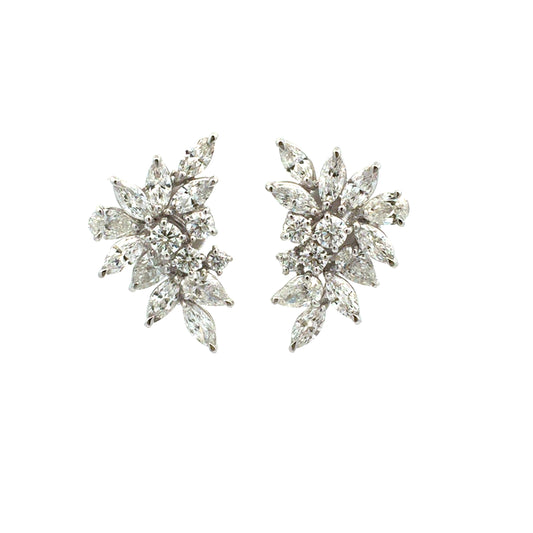 18K White Gold Mix Fancy Cut Diamond Earrings