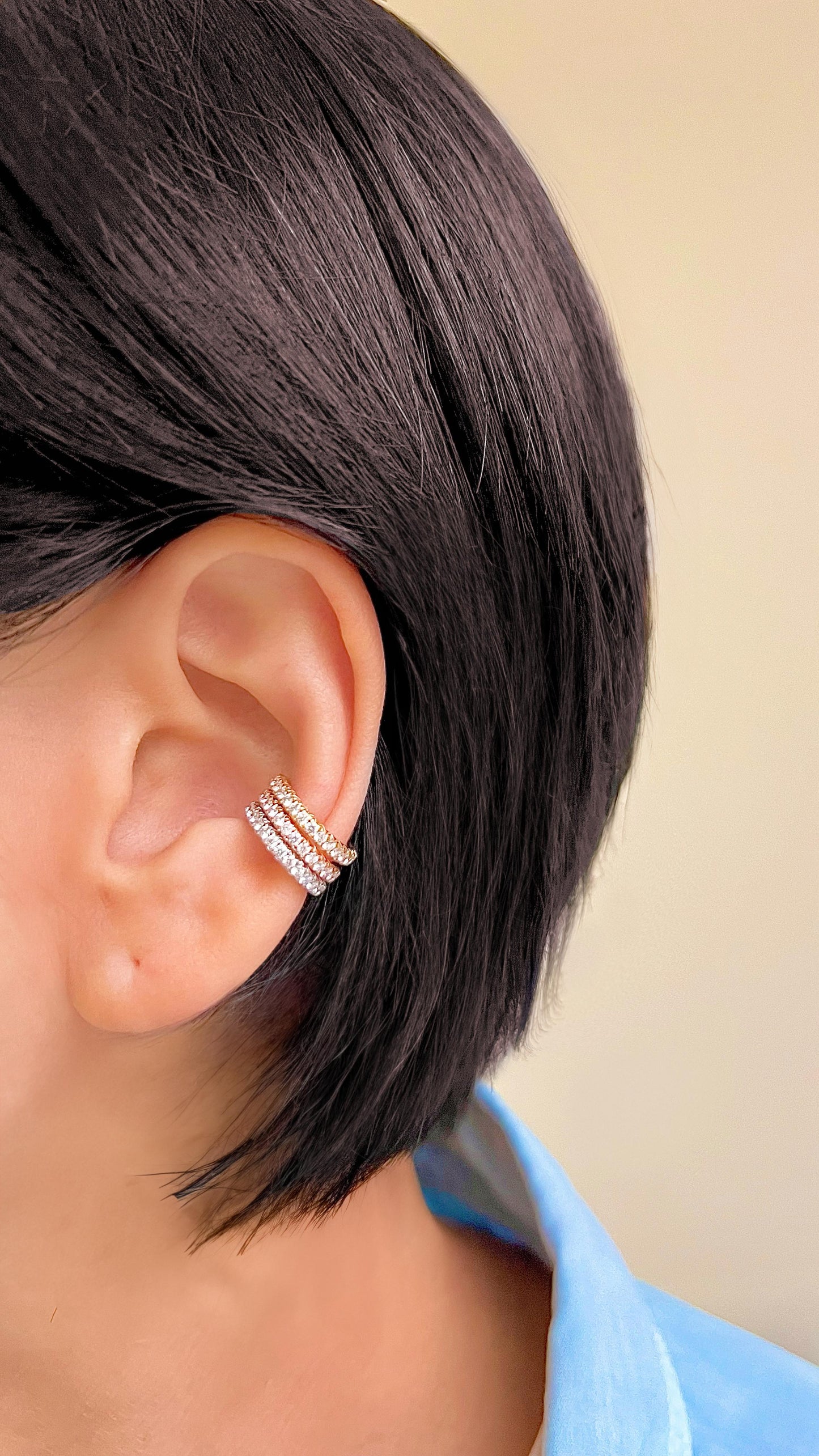 18K Rose Gold Diamond Earcuff