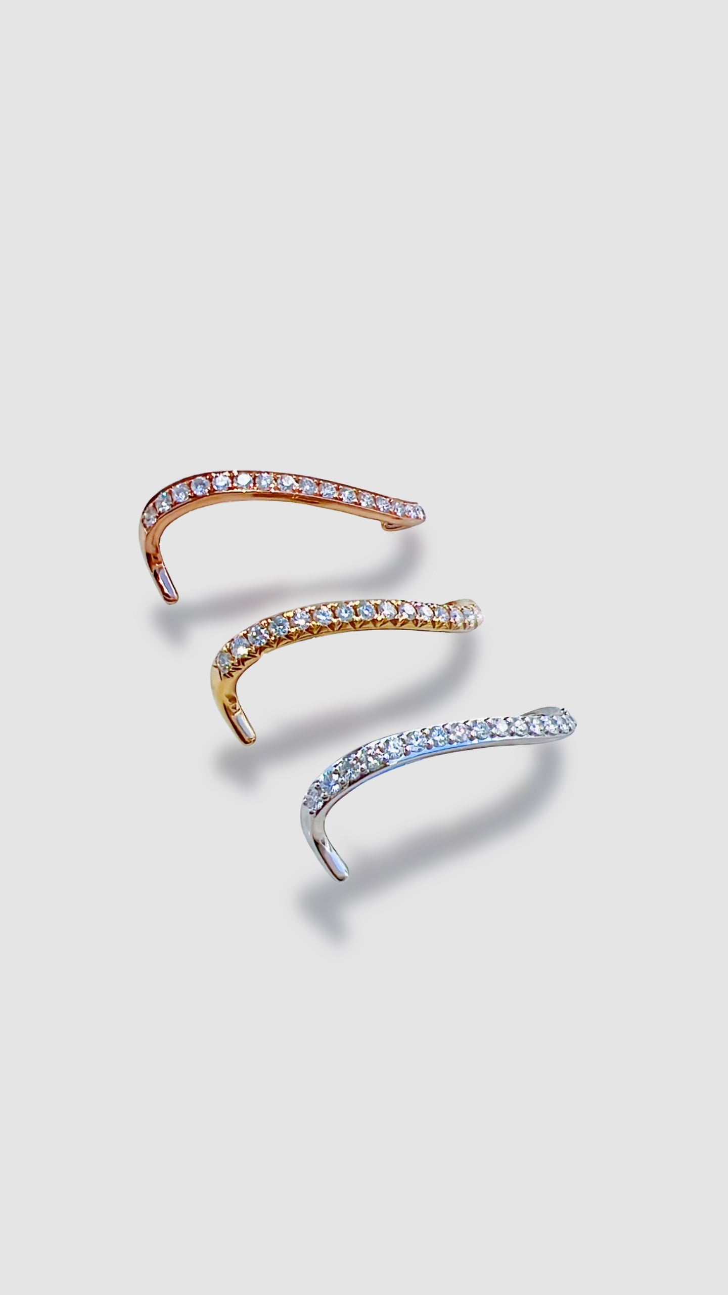 18K Gold Diamond Arch Studs Earring (White/Yellow/Rose)