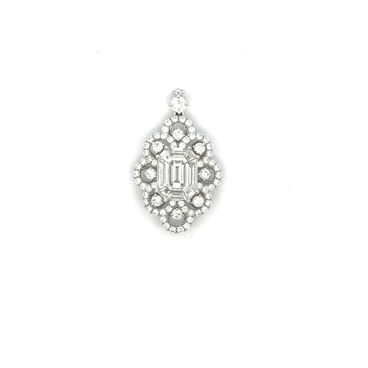 18K White Gold Mosaic Cut Diamond Pendant